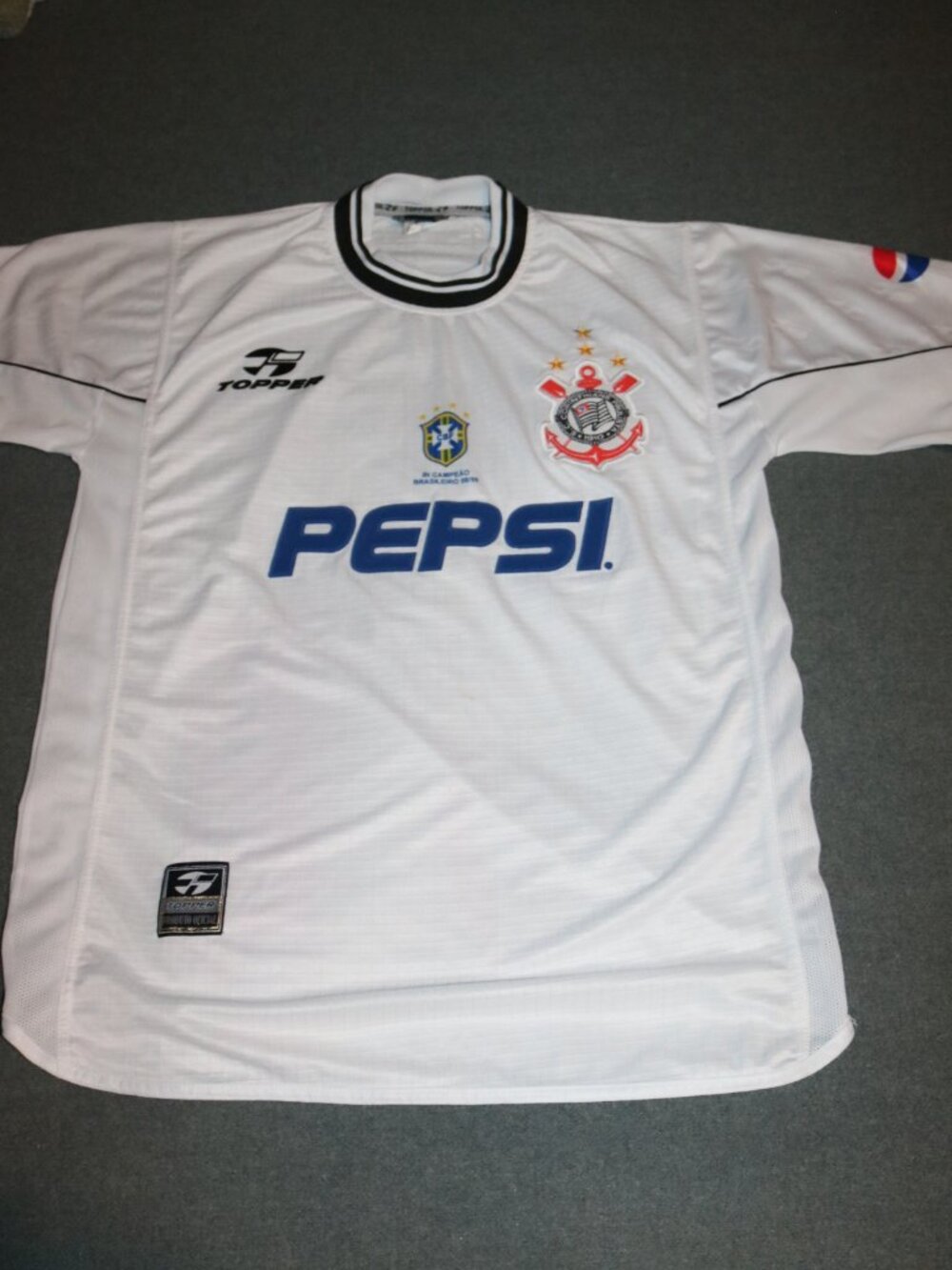 Corinthians Jersey Mens Large White Soccer Shirt Pepsi Topper Brazil #9 Luizão